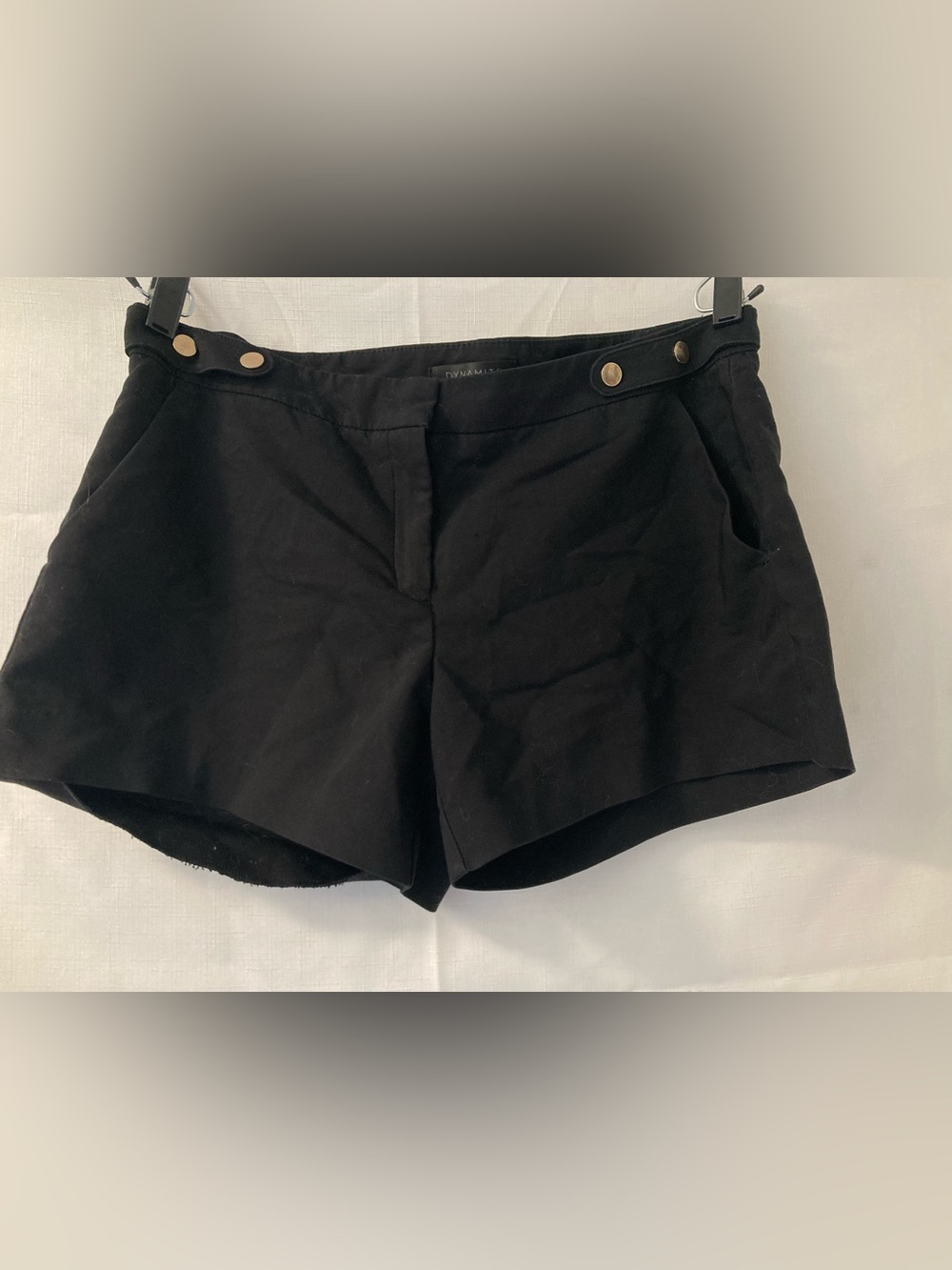 Dynamite Black Tailored Dress Shorts Gold Snap Waist Size 12